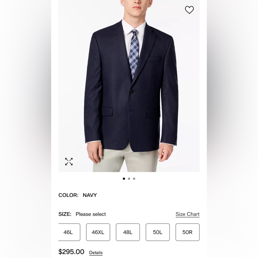 Men's Classic-Fit Ultraflex Stretch Ralph Lauren Navy Blazer Size 50R